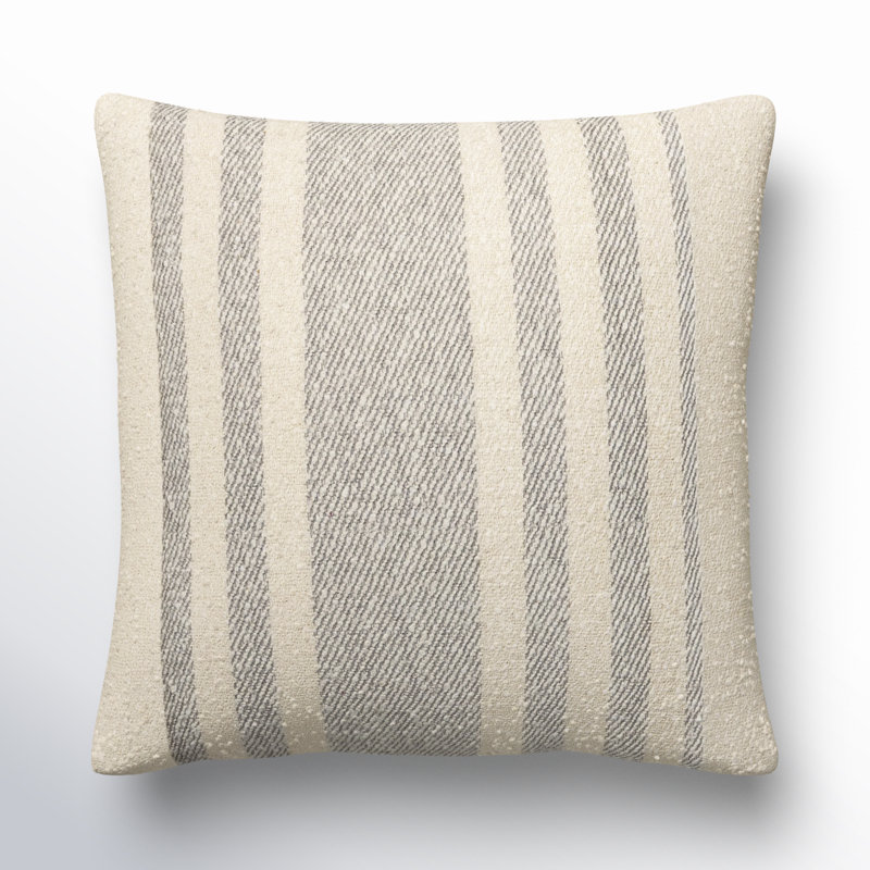 Sorden Striped Cotton Throw Pillow, Brown, 20" x 20", Down