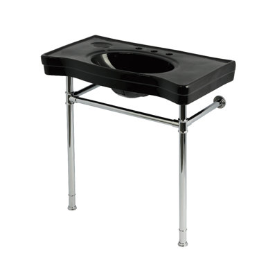 Kingston Brass Imperial 36-Inch Ceramic Console Sink with Stainless Steel Legs (8-Inch, 3-Hole)