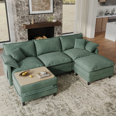 Canapé modulaire en U 108 po 5 pièces en tissu velours côtelé facile à assembler 108 po Comfy