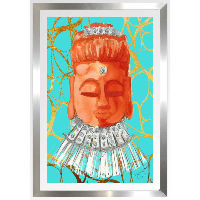 " Namasta Here " by BY Jodi, 39.5" H x 27.5" W x 0.75" D, Silver Framed Acrylic