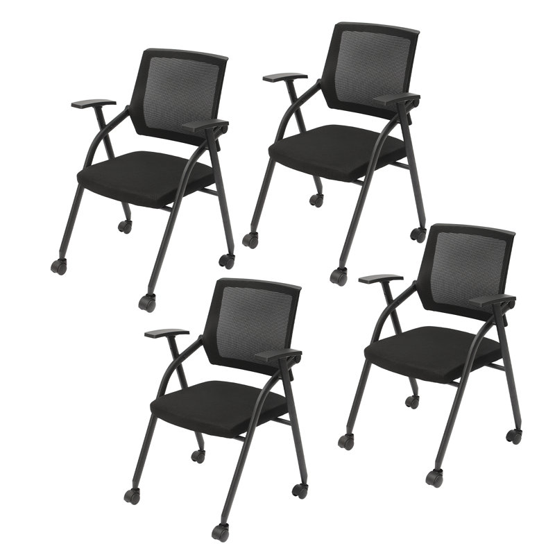 Conference Chair 4-Pack, Office Chair with Wheels, Ergonomic Breathable Backrest