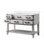 Plateau en quartz blanc, 48 po L 22 po x P 22 po, chêne, meuble-lavabo simple, structure en bois massif, fonctionnalité de fermeture en douceur, cinq compartiments de tiroir, tablette ouverte, pré-percé pour installation de 8 robinets en chêne large