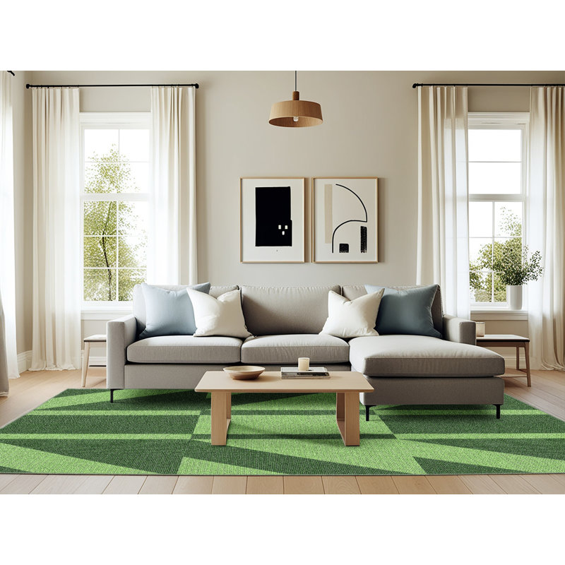 Tapis vert à motif abstrait, Rectangle 6 pi x 9 pi