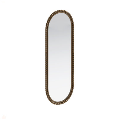Iron Art Oval Retro Mirror, Antique Effect,Wall Hanging,Suitable For Living Room,Bedroom, Entrance (Gold)