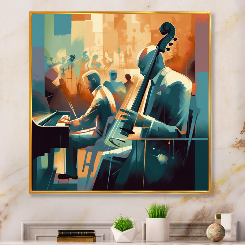 «Musical Performance At Club II», reproduction d'art sur toile, H 36 po x l 36 po x P 1,5 po, Cadre flottant doré