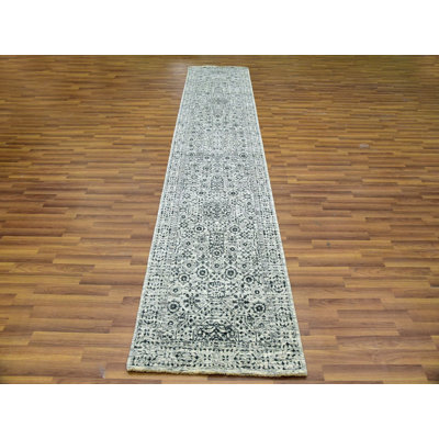 2'10" x 21'10" New Hand Knotted Ivory Wool Runner Oriental Rug - MOA10279690