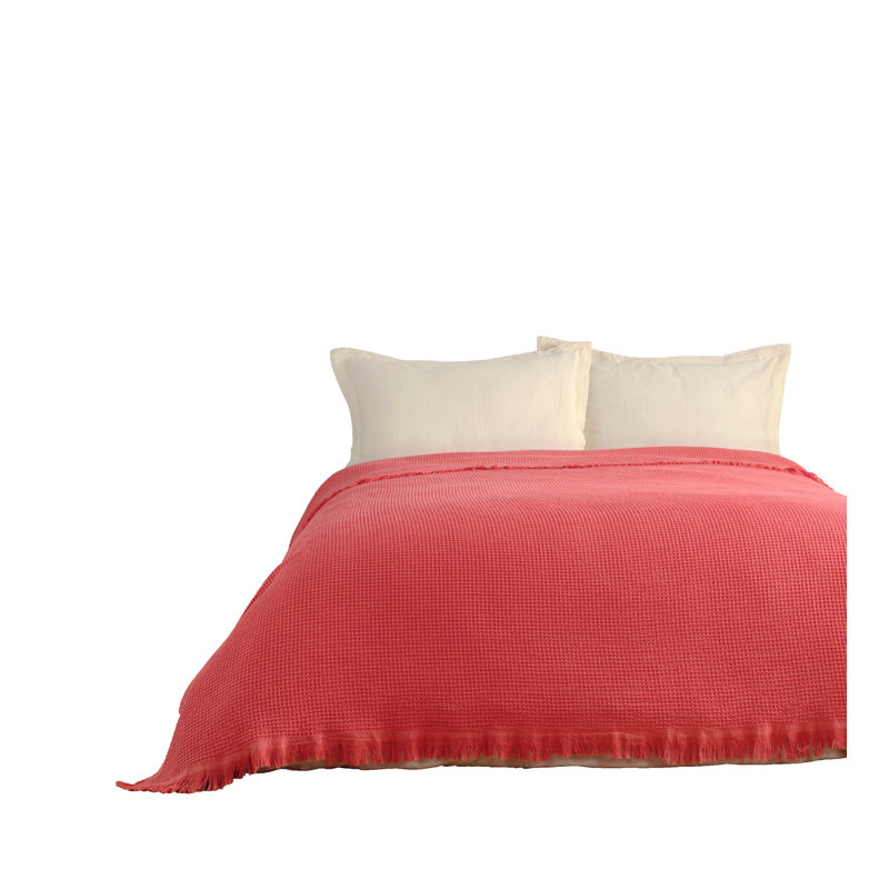 Couvre-lit en coton gaufré KAFTHAN, Simple, Corail
