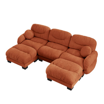 Canapé modulaire confortable en chenille plissé 3 places