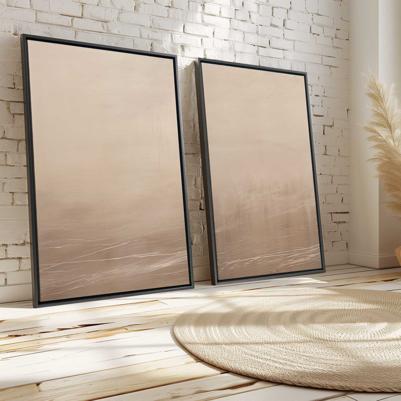 Silken Sandrifts, ensemble de 2, reproduction sur toile dans un cadre, Cadre flottant noir satiné