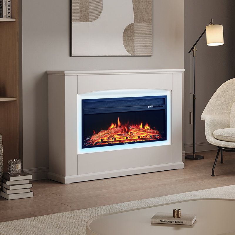 Dernaveagh ClassicLiving 122cm W Electric Fireplace with White Wooden Mantel