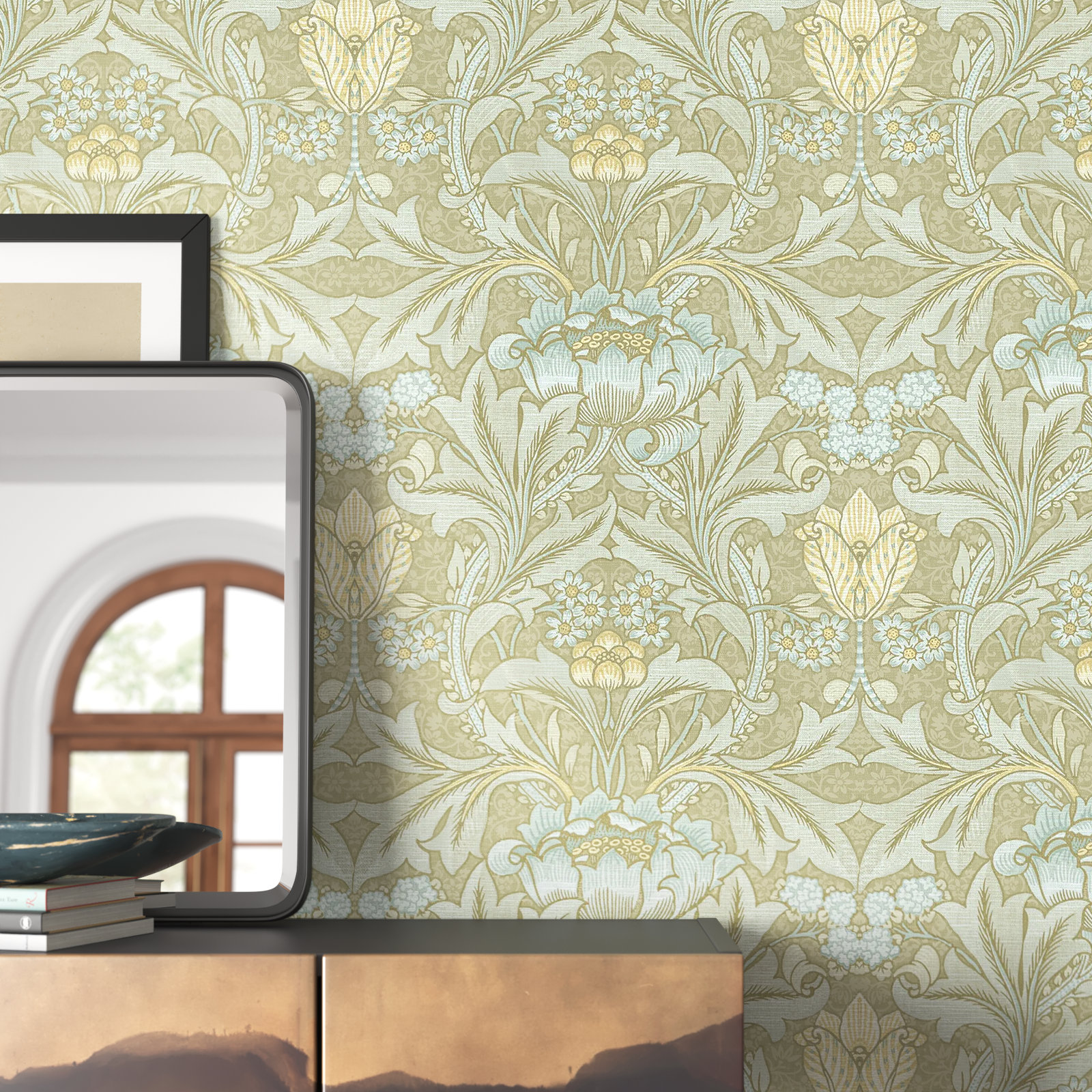 Rihanon Floral Roll, Brass/Ice Blue