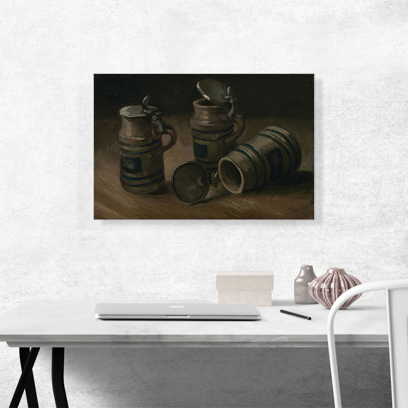 «Beer Tankards 1885» par Vincent Van Gogh, peinture sur toile tendue, H 18 po x l 26 po x P 1,5 po