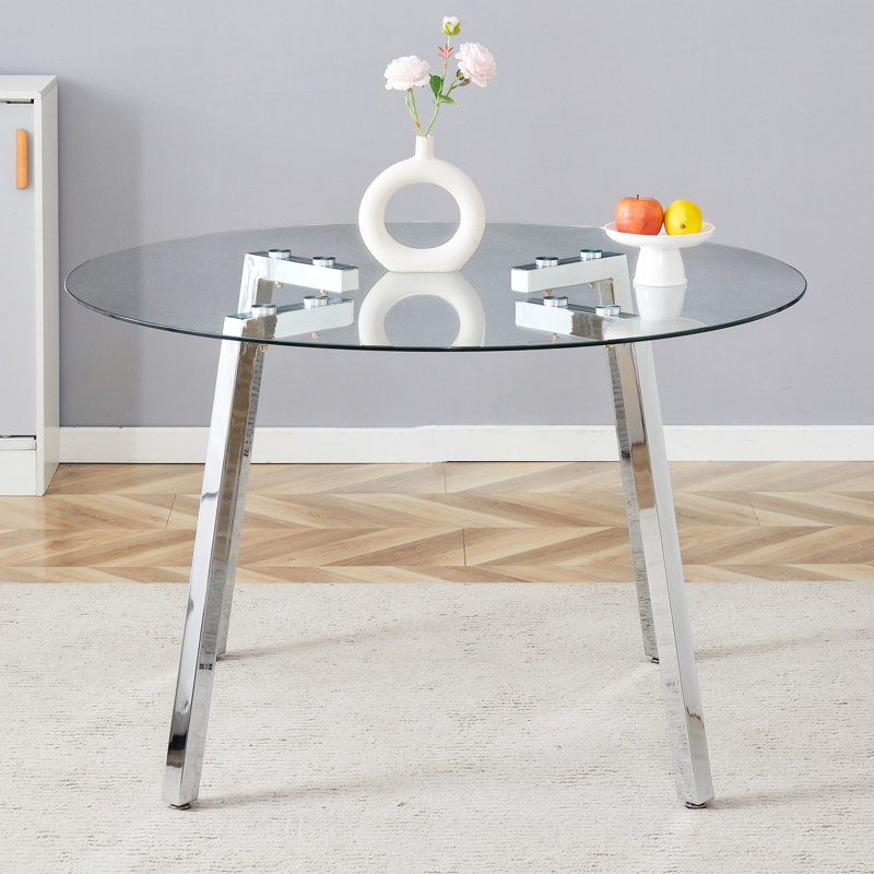 Table basse moderne et luxueuse, table basse en verre trempé, Argent argent, L 47,3 po x L 47,3 po