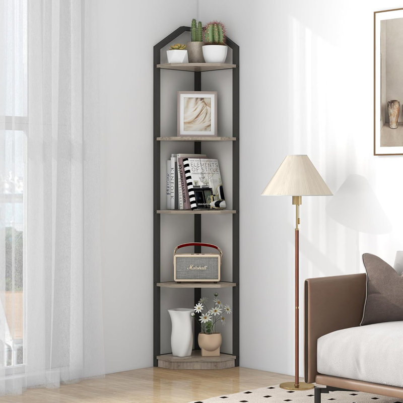 Grey 5 Tier Corner Shelf, Gray
