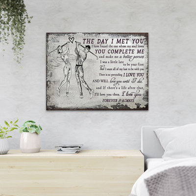 Couple Playing Golf - The Day I Met You… - 1 Piece Rectangle Graphic Art Print On Wrapped Canvas