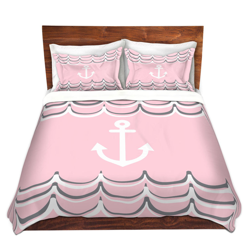  Ensemble de housses de couette Saturation Anchor Waves Blush, Housse de couette simple + 1 taie décorative stan