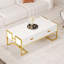Table basse moderne moderne blanche avec 4 tiroirs et base dorée de 47,3 po-1483946095