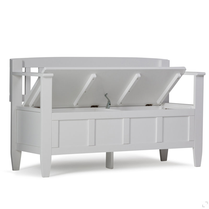 Wooden Storage Bench With Backrest, White