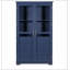 Garde-manger autoportant avec portes en verre et 4 tiroirs, armoire de rangement en bois de pin durable pour l'organisation à la maison