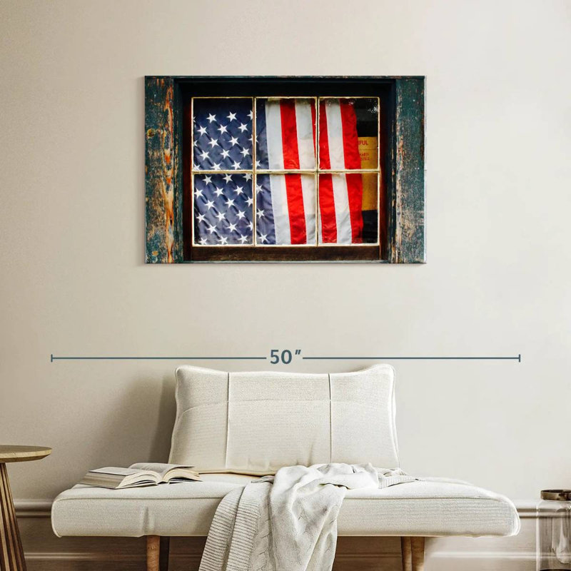 Drapeau américain Borges sur la fenêtre, H 24 po x l 36 po