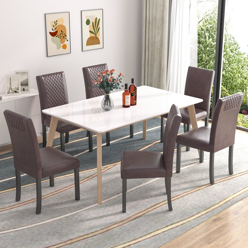Chaise de cuisine rembourrée 6 pièces, Brun