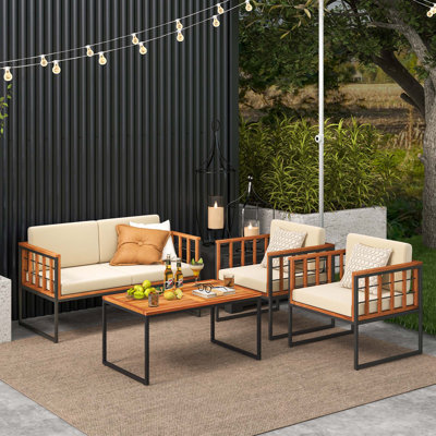 Leventis 4 - Person Outdoor Seating Group with Cushions by Ebern Designs