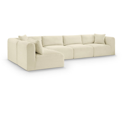 Carmean Corduroy Performance Fabric L-Shaped Modular Sectional