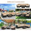 Ensemble de conversation modulaire en rotin 7 pièces avec foyer-2005392536-2005392538