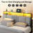 Bed Frame With Storage Headboard And Charging Station, Led Lights, Strong Metal Slat Support, No Box Spring Needed-590122061