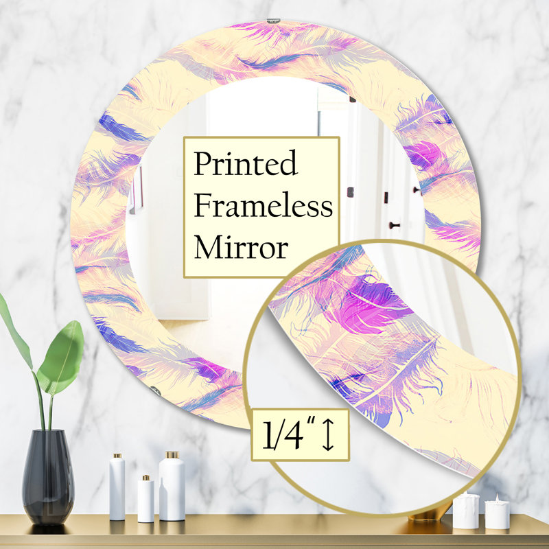 Plumes 14 - Miroir bohémien et éclectique, H 31,5 po x l po