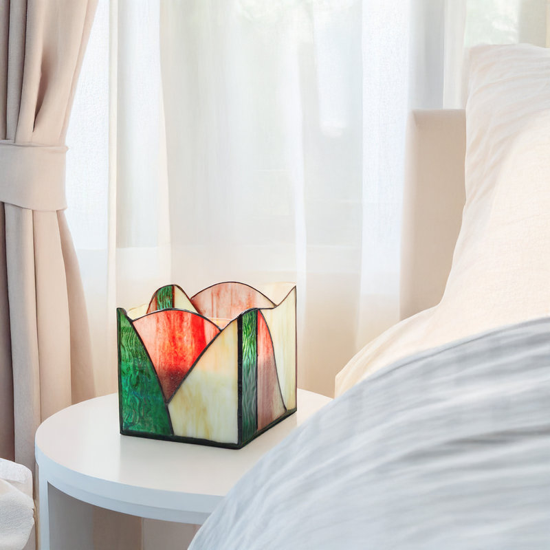 Porte-bougie en verre coloré de conception abstraite 4,75 po