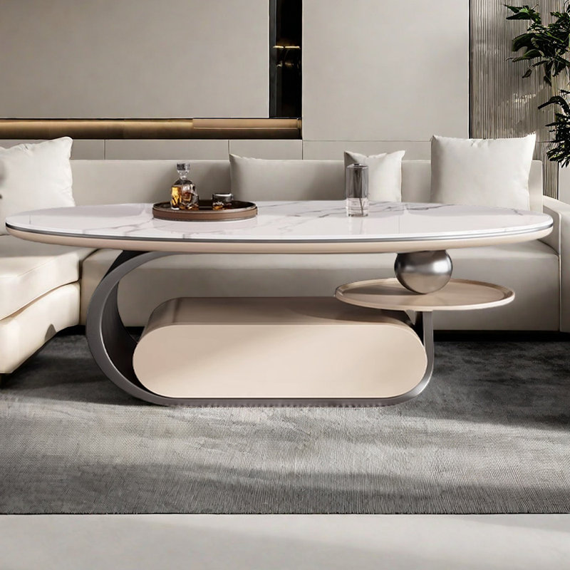 Luxury Minimalist Granite Slab Coffee Table, 19.68" H x 51.18" L x 27.55" W