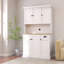 Garde-manger 71 po avec tablettes réglables, armoire autoportante pour le rangement des boissons, 6 portes et 1 tiroir - armoire blanche, tablettes polyvalentes-1683528453