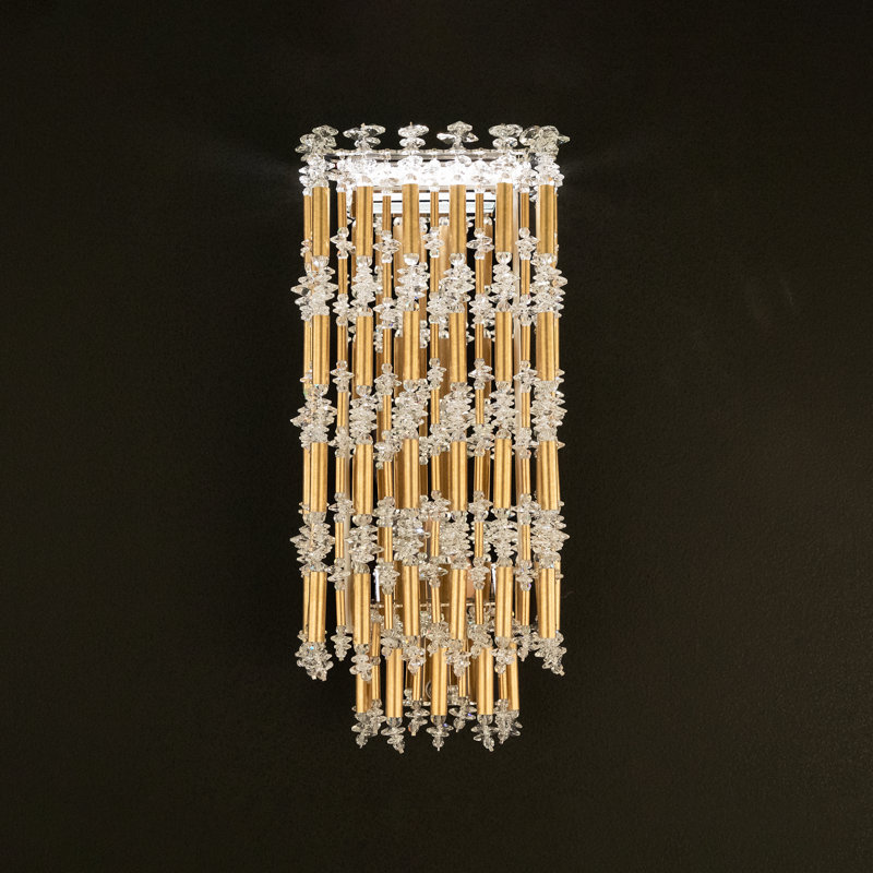 Tahitian Stainless Steel LED Flush Mounted Sconce, Heirloom Gold