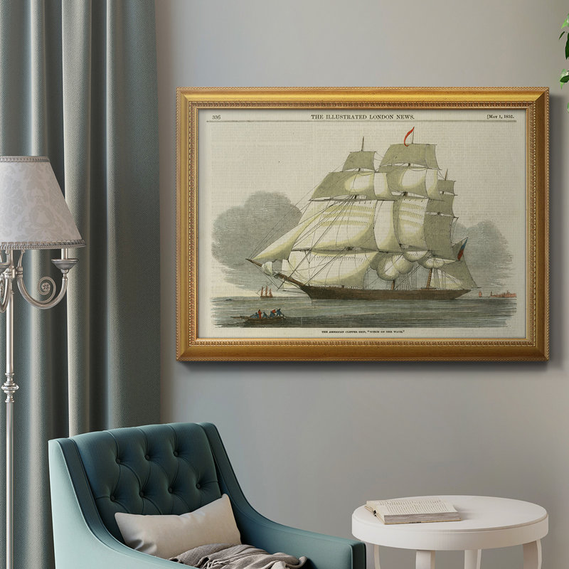 Toile encadrée Antique Clipper Ship II - prête à être accrochée