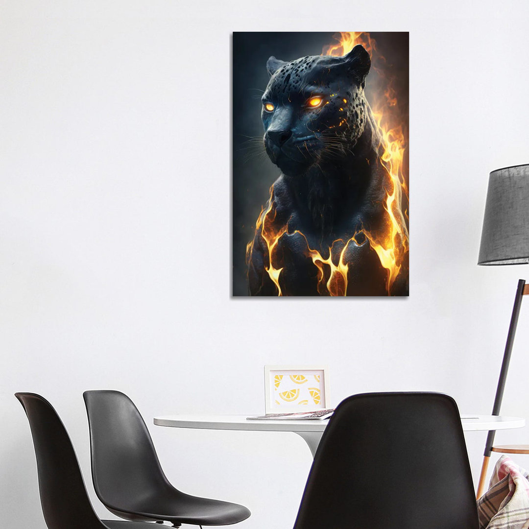 Black Panther Flames von Zenja Gammer - Galerie-verpackte Leinwand Giclée auf Leinwand