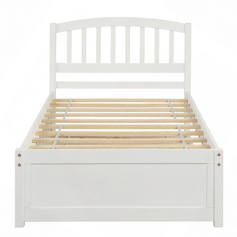 Artra Platform Bed with Headboard, Twin, White, Trundle