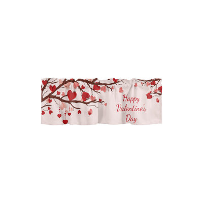 Kbndieu Romantic Valentine's Day Heart Shaped Pattern Style Semi Kitchen Curtains Suitable for Kitchens and Living Rooms Easily Create A Warm Home