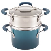Alpine Cuisine Enamel Steel Dark Blue Speckle Steamer Pot, Nonstick He