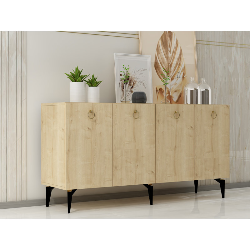 Console élégante Catena, chêne saphir, 59,1 po x 31,1 po x 15,7 po | 100% panneau de particules enduit de mélamine, épaisseur: 0,7 pouce | Solution de rangement élégante pour le salon et le vestibule, design durable et moderne