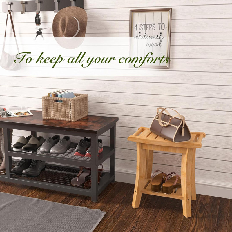 Barnong 16'' W Solid Wood Shower Bench, Natural