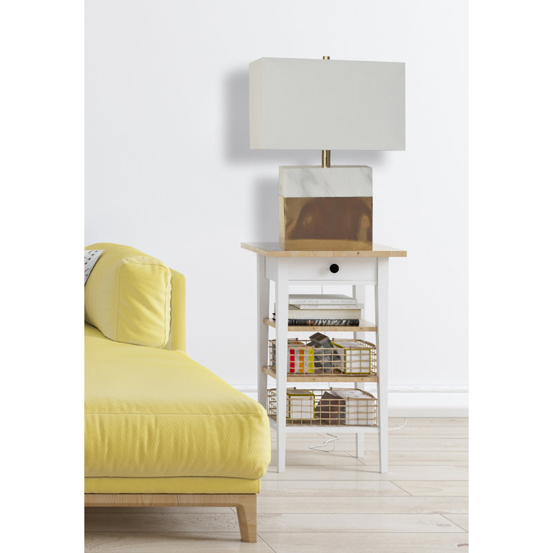 Giddens 1-Light Crystal Base Table Lamp With A Shade, Gold