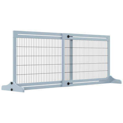 72"X27.96" Adjustable Pet Gate, For Small & Medium Pets, House, Doorway, Hallway Barrier, Blue-Grey Extra Wide Freestanding 72" W X 27.96" H, Length Dogs Cats,