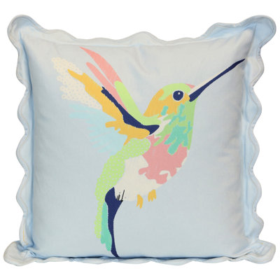 Tamara Day for StyleCraft Hummingbird Pillow - Right Facing - Soft Sky Blue - 22" x 22"