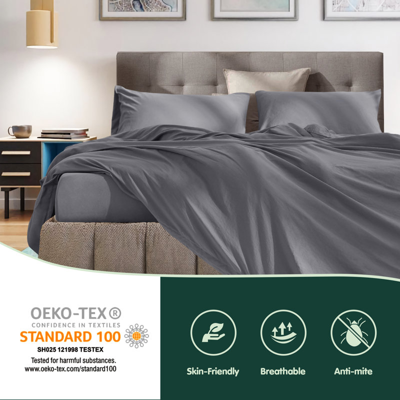 Lockland Extra Softness Premium Microfiber Bedding Set, Grey