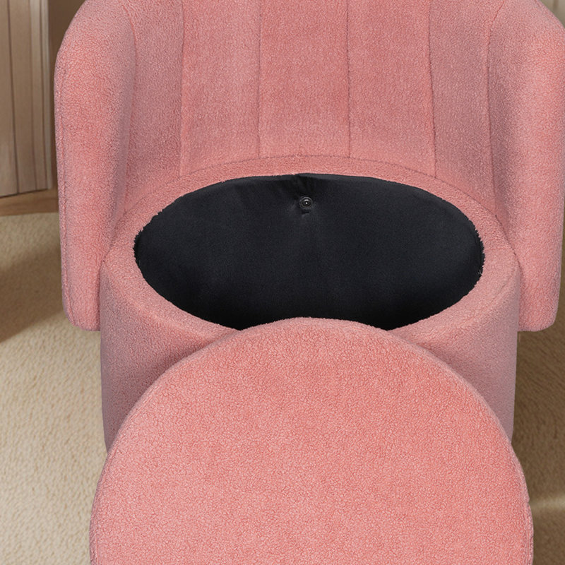 Upholstered Barrel Chair,Modern Swivel Accent Chair With Storage Space, Pink Boucle