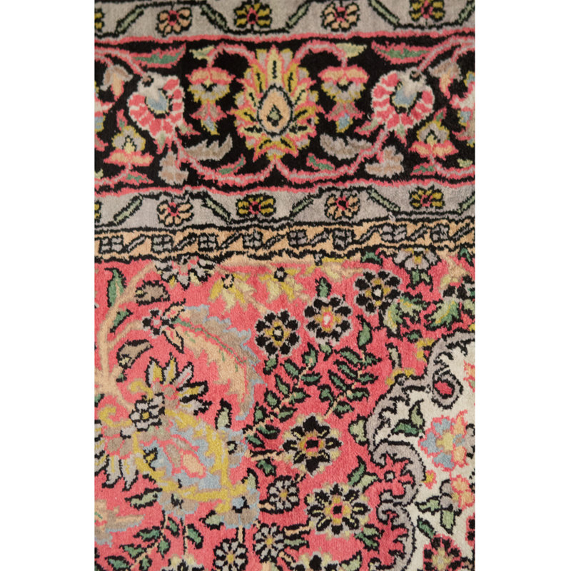 Tapis orange / noir / ivoire de haute qualité noué à la main