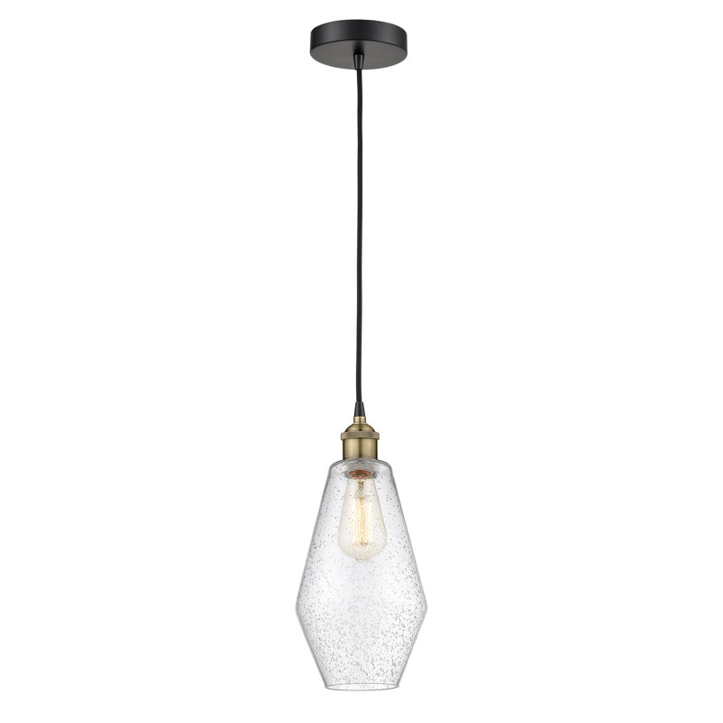 Luminaire suspendu cylindrique à 1 lumière Gabbie, Bullé, Laiton antique noir