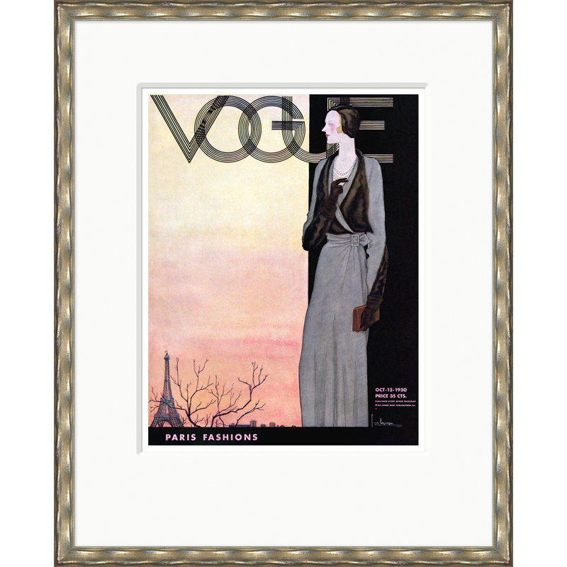 Vogue Cover, Paris Fashions, Georges Lepape, October 13, 1930 Print by Georges Lepape, Silver