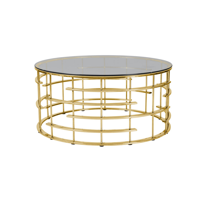 Coffee table 90cm, Grey, Gold